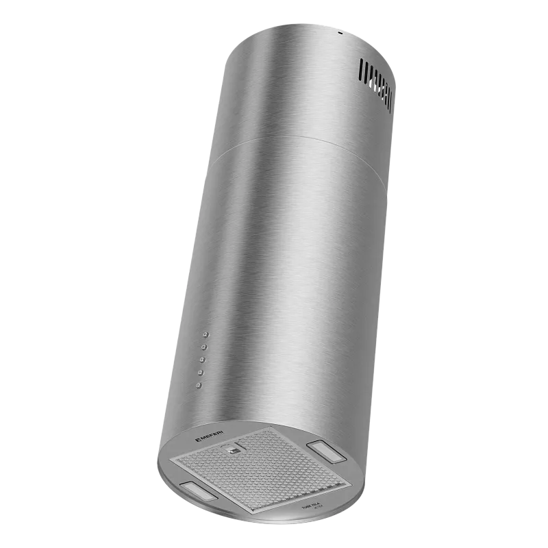 Вытяжка кухонная цилиндрическая островная MEFERI TUBE35IX ISLA ULTRA, 35 см, серая, производительность 1200 м3/ч, 3 скорости, низкий уровень шума, режимы отвод и рециркуляция, гарантия 3 года - изображение vytyazhka_tsilindricheskaya_ostrovnaya_tube35ix_isla_ultra  