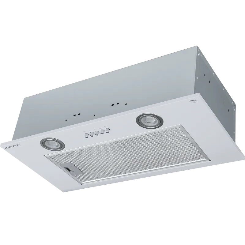 Вытяжка кухонная MEFERI INBOX60WH LIGHT, 60 см, полновстраиваемая, белая, производительность 650 м3/ч, 3 скорости, низкий уровень шума, режимы отвод и циркуляция, гарантия 3 года - изображение vytyazhka_polnovstraivaemaya_inbox60wh_light  
