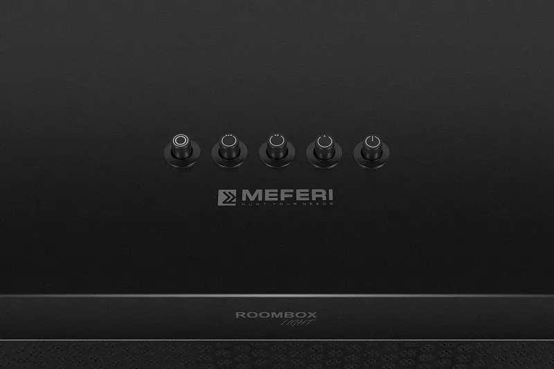 Кубическая вытяжка кухонная MEFERI ROOMBOX40BK LIGHT, пристенная, 40 см, черная, квадратная, производительность 650 м3/ч, 3 скорости, низкий уровень шума, режимы отвод и рециркуляция, гарантия 3 года