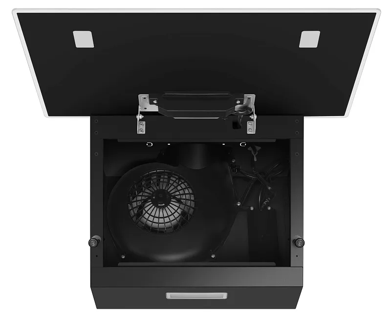 Вытяжка кухонная MEFERI AIRBOX60BK LIGHT, 60 см, наклонная, черная, стекло, производительность 650 м3/ч, 3 скорости, низкий уровень шума, режимы отвод и рециркуляция, гарантия 3 года