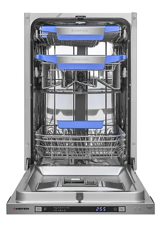 Посудомоечная машина узкая встраиваемая MEFERI MDW4573 COMFORT, 45 см, 10 комплектов посуды, с автооткрыванием, с аквастопом, луч на полу, внутренняя подсветка,отсрочка, таймер Посудомоечная машина узкая встраиваемая MEFERI MDW4573 COMFORT, 45 см, 10 комплектов посуды, с автооткрыванием, с аквастопом, луч на полу, внутренняя подсветка,отсрочка, таймер