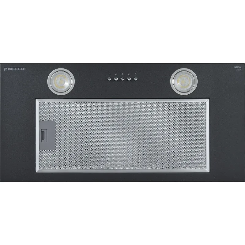 Вытяжка кухонная MEFERI INBOX60BK LIGHT, 60 см, черная, производительность 650 м3/час,  3 скорости, низкий уровень шума, режимы отвод и рециркуляция, гарантия 3 года