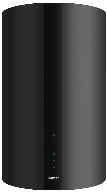 Вытяжка кухонная цилиндрическая настенная MEFERI TUBE40BK COMFORT PLUS, 40 см, черная, производительность 1200 м3/ч, 5 скоростей, низкий уровень шума, режимы отвод и рециркуляция, сенсорное управление, гарантия 3 года