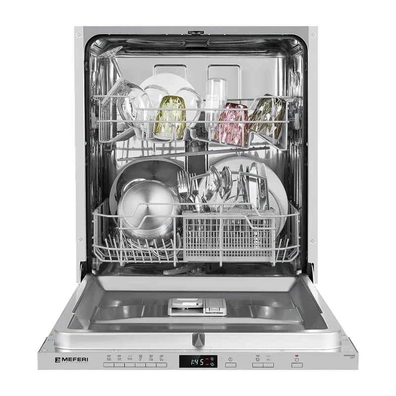 Посудомоечная машина встраиваемая с инвертором MEFERI MDW6062 LIGHT, 60 см, напольная, 12 комплектов посуды, 6 программ, 2 корзины, половинная загрузка, отсрочка, таймер, защита от протечек - изображение posudomoechnaya_mashina_vstraivaemaya_mdw6062_light  