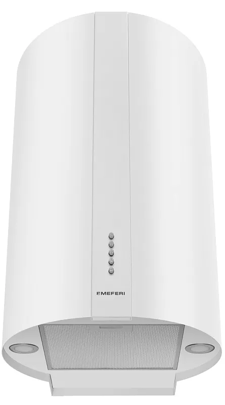 Вытяжка кухонная цилиндрическая настенная MEFERI TUBE40WH POWER, 40 см, белая, производительность 850 м3/ч, 3 скорости, низкий уровень шума, режимы отвод и рециркуляция, гарантия 3 года