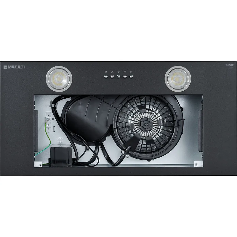 Вытяжка кухонная MEFERI INBOX60BK LIGHT, 60 см, черная, производительность 650 м3/час,  3 скорости, низкий уровень шума, режимы отвод и рециркуляция, гарантия 3 года