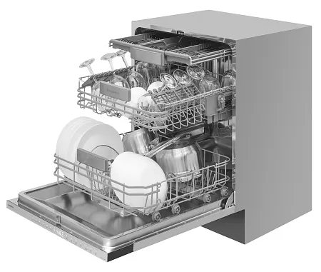 Посудомоечная машина встраиваемая с инвертором MEFERI MDW6093 LUXE 60 см, 16 комплектов посуды, 6 программ, автооткрывание, аквастоп, луч на полу, внутренняя подсветка, половинная загрузка, отсрочка Посудомоечная машина встраиваемая с инвертором MEFERI MDW6093 LUXE 60 см, 16 комплектов посуды, 6 программ, автооткрывание, аквастоп, луч на полу, внутренняя подсветка, половинная загрузка, отсрочка
