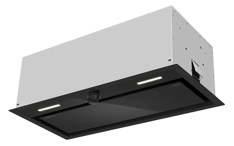 Вытяжка кухонная MEFERI INBOX60BK PUSH COMFORT PLUS, 60 см, встраиваемая, черная, производительность 1200 м3/ч, 3скорости, с утапливаемым переключателем, низкий уровень шума, режимы отвод и циркуляция, гарантия 3 года - изображение vytyazhka_polnovstraivaemaya_inbox60bk_push_comfort_plus  