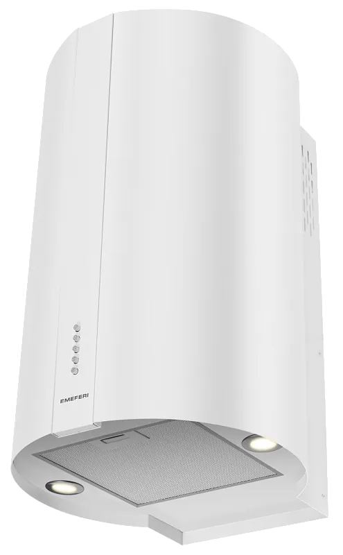 Фото vytyazhka_tsilindricheskaya_pristennaya_tube40wh_power на сайте meferi-home.ru Вытяжка кухонная цилиндрическая настенная MEFERI TUBE40WH POWER, 40 см, белая, производительность 850 м3/ч, 3 скорости, низкий уровень шума, режимы отвод и рециркуляция, гарантия 3 года - изображение vytyazhka_tsilindricheskaya_pristennaya_tube40wh_power