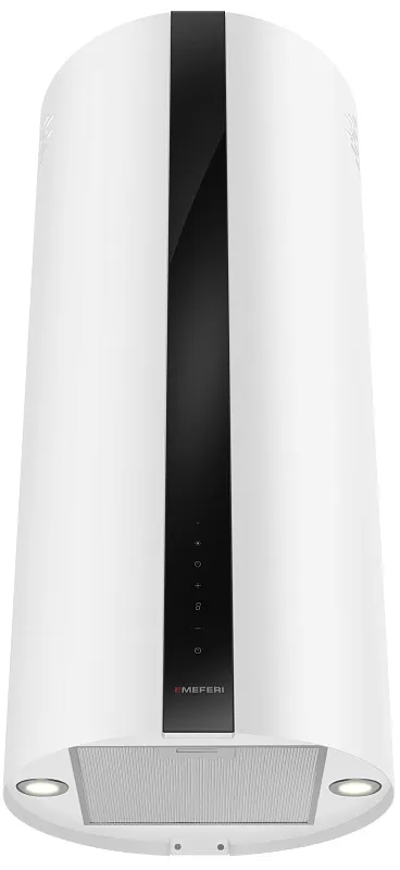 Вытяжка кухонная цилиндрическая островная MEFERI TUBE40WH ISLA COMFORT PLUS, 40 см, белая, производительность 1200 м3/ч, 5 скоростей, режимы отвод и рециркуляция, сенсорное управление, гарантия 3 года