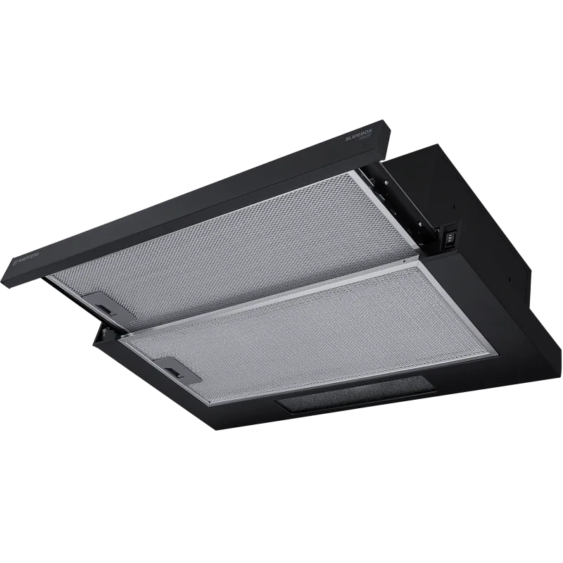 Вытяжка телескопическая кухонная MEFERI SLIDEBOX60BK POWER, 60 см, черная, производительность 850 м3/ч, 2 скорости, низкий уровень шума, режимы отвод и рециркуляция, гарантия 3 года - изображение vytyazhka_teleskopicheskaya_slidebox60bk_power  