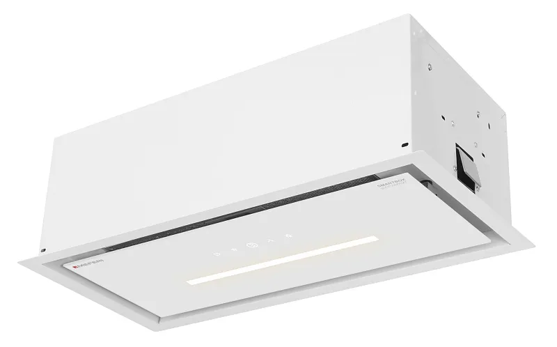 Вытяжка кухонная MEFERI SMARTBOX60WH GLASS COMFORT, 60 см, встраиваемая, белая, стекло, производительность 950 м3/ч, 3 скорости, низкий уровень шума, режимы отвод и рециркуляция, гарантия 3 года
