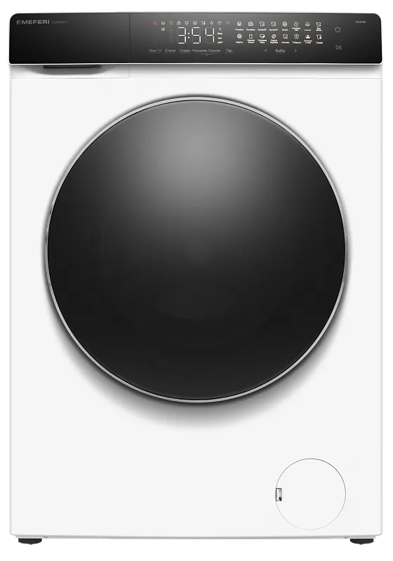 Фото stiralnaya_mashina_s_invertorom_i_parom_otdelnostoyashchaya_mfw121416wh_comfort_plus на сайте meferi-home.ru Стиральная машина с инвертором и паром MEFERI MFW121416WH COMFORT PLUS отдельностоящая белая, загрузка 12 кг, с сенсорным управлением - изображение stiralnaya_mashina_s_invertorom_i_parom_otdelnostoyashchaya_mfw121416wh_comfort_plus