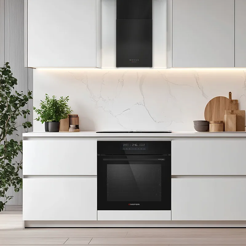 Кубическая вытяжка кухонная MEFERI ROOMBOX40BK COMFORT, пристенная, 40 см, черная, квадратная, производительность 1100 м3/ч, 3 скорости, низкий уровень шума, режимы отвод и рециркуляция, гарантия 3 года