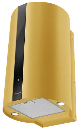 Вытяжка кухонная цилиндрическая настенная MEFERI TUBE40GOLD COMFORT PLUS, 40 см, золотая, производительность 1200 м3/ч, 5 скоростей, режимы отвод и рециркуляция, сенсорное управление, гарантия 3 года
