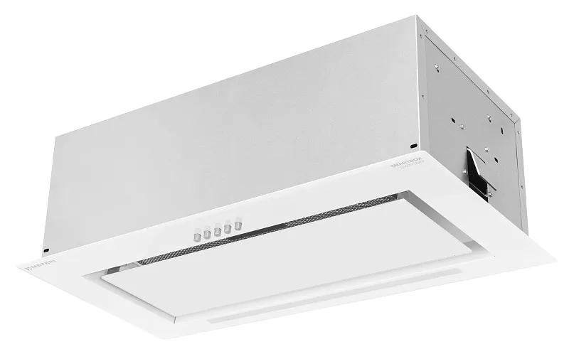Вытяжка кухонная MEFERI SMARTBOX60WH GLASS POWER, 60 см, встраиваемая, белая, стекло, производительность 900 м3/ч, 3 скорости, низкий уровень шума, режимы отвод и рециркуляция, гарантия 3 года