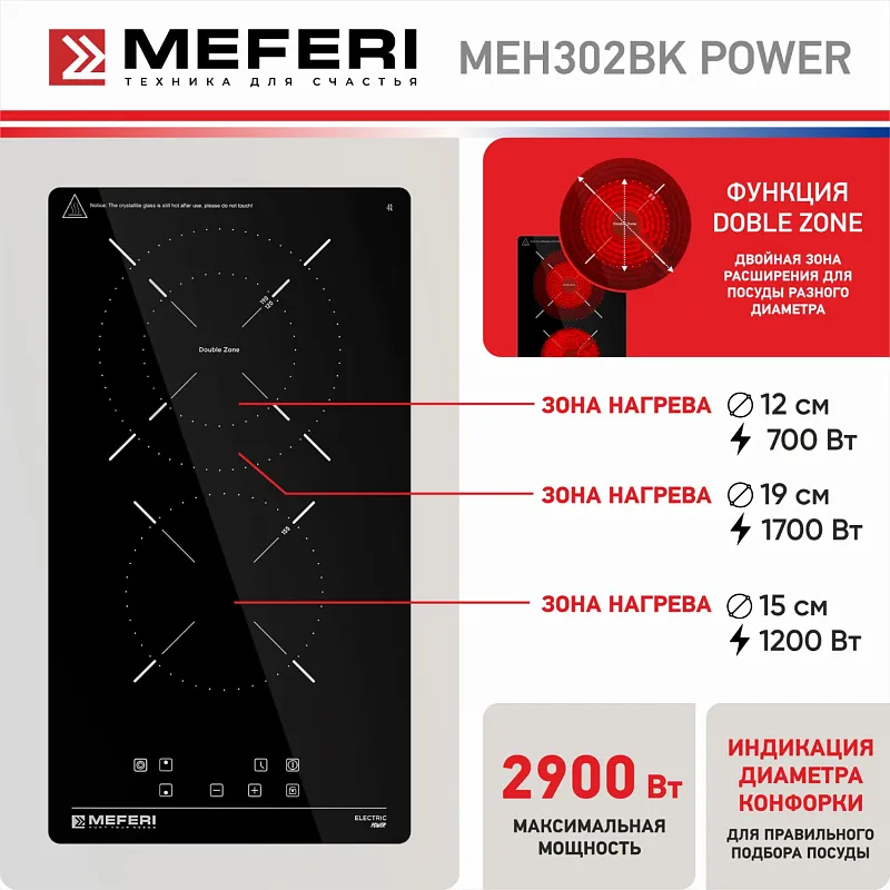 Варочная панель электрическая MEFERI MEH302BK POWER