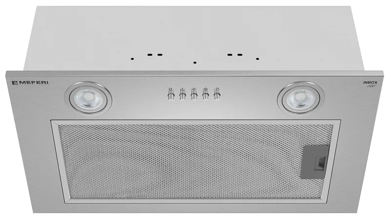 Вытяжка кухонная MEFERI INBOX52IX LIGHT, 52 см, встраиваемая, серая, производительность 650 м3/ч, 3 скорости, низкий уровень шума, режимы отвод и рециркуляция, гарантия 3 года