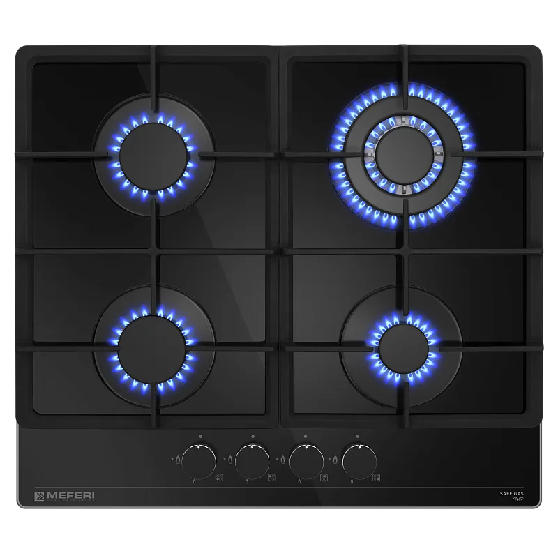 Варочная панель газовая MEFERI MGH604BK GLASS POWER