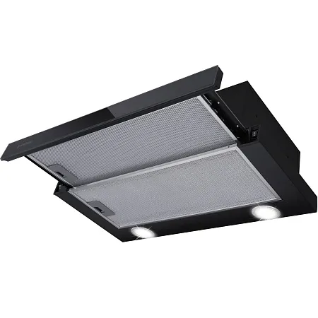 Вытяжка телескопическая кухонная MEFERI SLIDEBOX60BK GLASS ULTRA, 60 см, черная, стекло, производительность 850 м3/ч, 2 скорости, низкий уровень шума, режимы отвод и рециркуляция, гарантия 3 года Вытяжка телескопическая кухонная MEFERI SLIDEBOX60BK GLASS ULTRA, 60 см, черная, стекло, производительность 850 м3/ч, 2 скорости, низкий уровень шума, режимы отвод и рециркуляция, гарантия 3 года