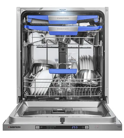Посудомоечная машина встраиваемая MEFERI MDW6073 COMFORT, 60 см, напольная, 14 комплектов посуды, 7 программ, 3 корзины, автооткрывание, аквастоп, луч на полу, внутренняя подсветка Посудомоечная машина встраиваемая MEFERI MDW6073 COMFORT, 60 см, напольная, 14 комплектов посуды, 7 программ, 3 корзины, автооткрывание, аквастоп, луч на полу, внутренняя подсветка