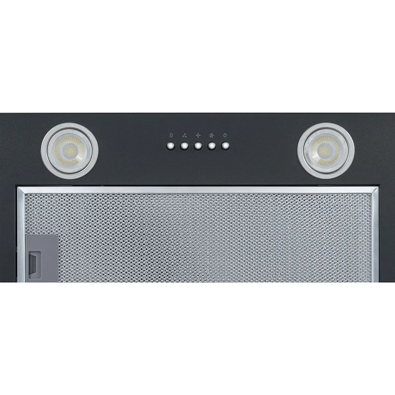 Вытяжка кухонная MEFERI INBOX60BK POWER, 60 см, встраиваемая, черная, производительность 900 м3/ч, 3 скорости, низкий уровень шума, режимы отвод и рециркуляция, гарантия 3 года