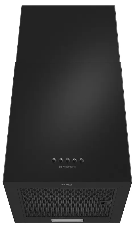 Кубическая вытяжка кухонная MEFERI ROOMBOX40BK LIGHT, пристенная, 40 см, черная, квадратная, производительность 650 м3/ч, 3 скорости, низкий уровень шума, режимы отвод и рециркуляция, гарантия 3 года