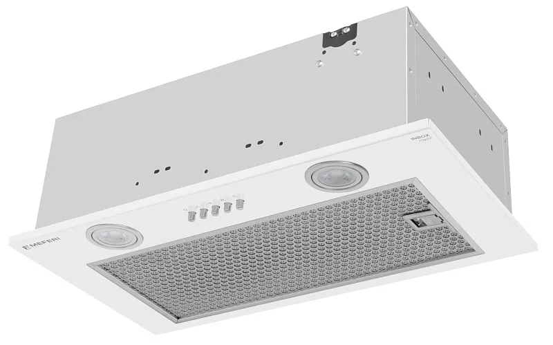 Вытяжка кухонная MEFERI INBOX52WH POWER, 52 см, встраиваемая, белая, производительность 900 м3/ч, 3 скорости, низкий уровень шума, режимы отвод и рециркуляция, гарантия 3 года