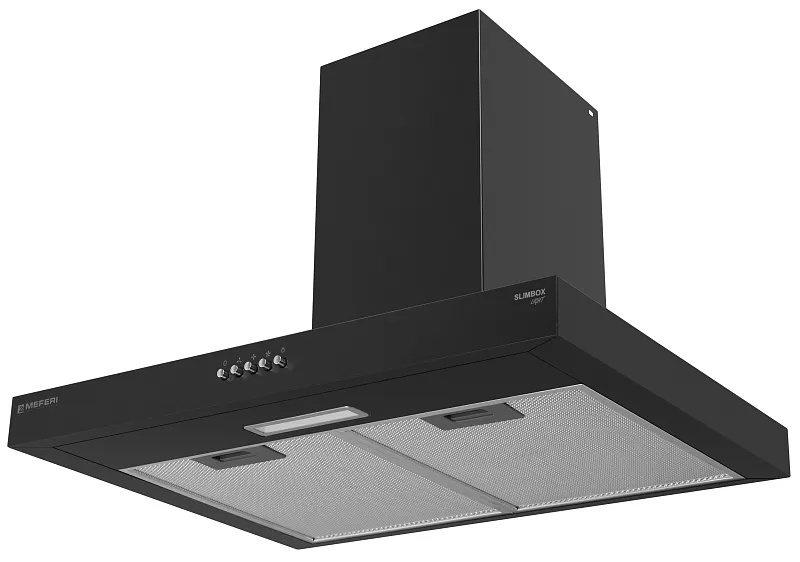 Вытяжка кухонная MEFERI SLIMBOX60BK LIGHT, 60 см, купольная, черная, производительность 650 м3/ч, 3 скорости, низкий уровень шума, режимы отвод и рециркуляция, гарантия 3 года