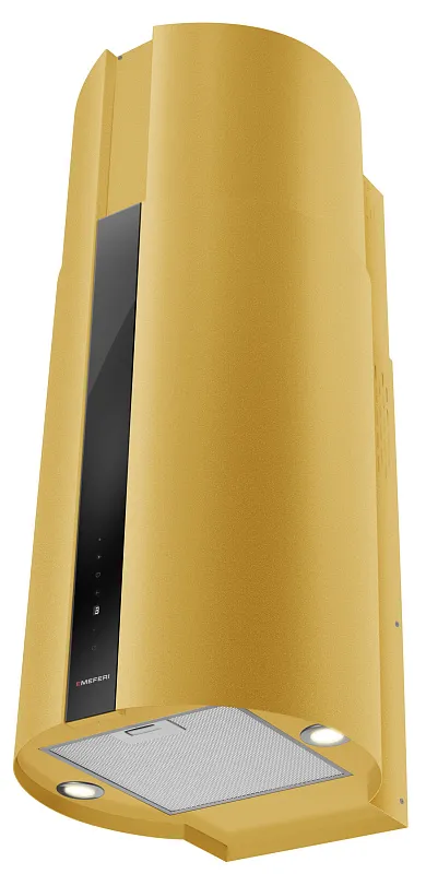 Вытяжка кухонная цилиндрическая настенная MEFERI TUBE40GOLD COMFORT PLUS, 40 см, золотая, производительность 1200 м3/ч, 5 скоростей, режимы отвод и рециркуляция, сенсорное управление, гарантия 3 года