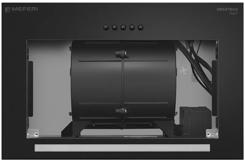 Вытяжка кухонная MEFERI SMARTBOX45BK POWER, 45 см, встраиваемая, черная, производительность 900 м3/ч, 3 скорости, низкий уровень шума, режимы отвод и рециркуляция, гарантия 3 года