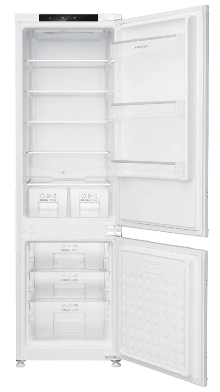 Холодильник встраиваемый MEFERI MBR177 COMBI NO FROST POWER (модификация 2025), двухкамерный, двухдверный, перенавешиваемые двери, суперохлаждение, с зоной свежести