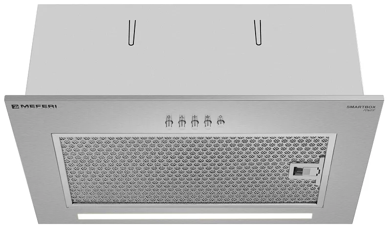 Вытяжка кухонная MEFERI SMARTBOX45IX POWER, 45 см, встраиваемая, серая, производительность 900 м3/ч, 3 скорости, низкий уровень шума, режимы отвод и рециркуляция, гарантия 3 года