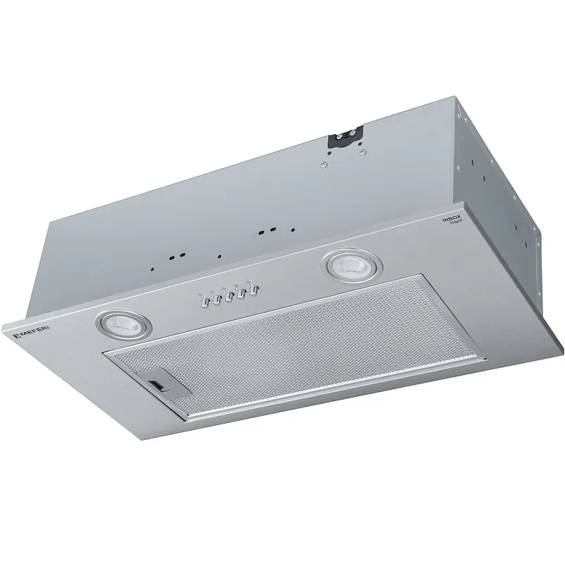 Вытяжка кухонная MEFERI INBOX60IX POWER, 60 см, встраиваемая, серая, производительность 900 м3/ч, 3 скорости, низкий уровень шума, режимы отвод и рециркуляция, гарантия 3 года