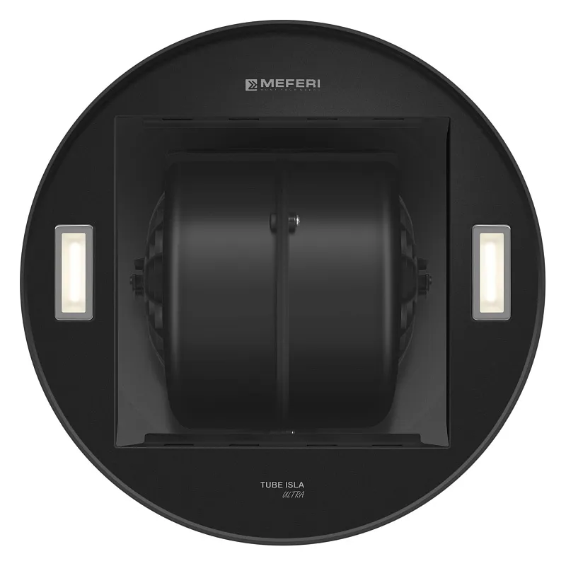 Вытяжка кухонная цилиндрическая островная MEFERI TUBE35BK ISLA ULTRA, 35 см, черная, производительность 1200 м3/ч, 3 скорости, низкий уровень шума, режимы отвод и рециркуляция, гарантия 3 года