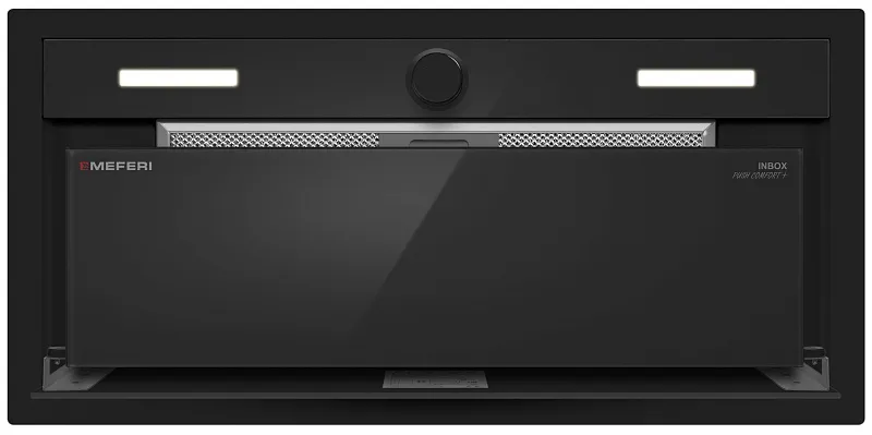 Вытяжка кухонная MEFERI INBOX60BK PUSH COMFORT PLUS, 60 см, встраиваемая, черная, производительность 1200 м3/ч, 3скорости, с утапливаемым переключателем, низкий уровень шума, режимы отвод и циркуляция, гарантия 3 года