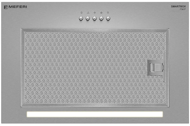 Вытяжка кухонная MEFERI SMARTBOX45IX POWER, 45 см, встраиваемая, серая, производительность 900 м3/ч, 3 скорости, низкий уровень шума, режимы отвод и рециркуляция, гарантия 3 года