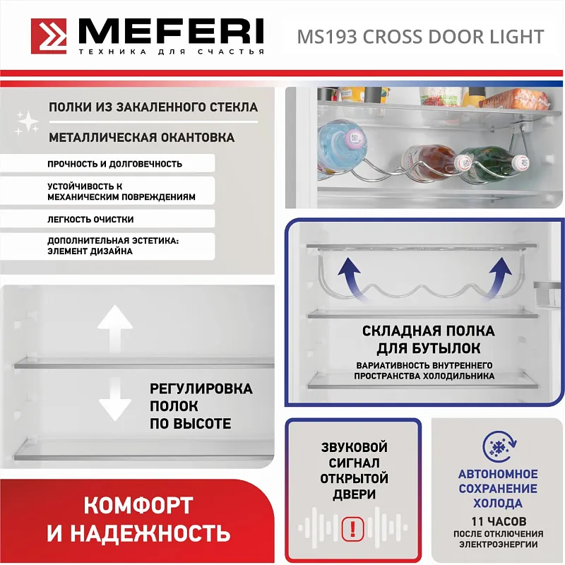Комплект встраиваемой техники из холодильников MEFERI MS193 CROSS DOOR LIGHT