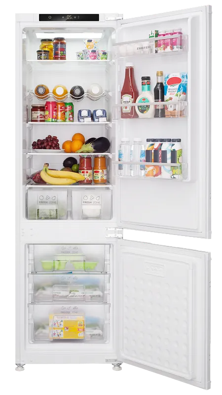 Холодильник встраиваемый MEFERI MBR177 COMBI NO FROST POWER (модификация 2025), двухкамерный, двухдверный, перенавешиваемые двери, суперохлаждение, с зоной свежести - изображение kholodilnik_vstraivaemyy_mbr177_combi_no_frost_power  