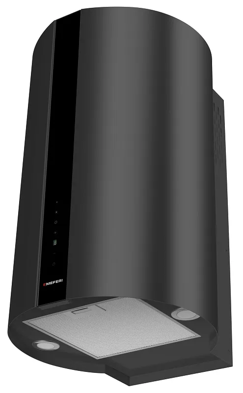 Вытяжка кухонная цилиндрическая настенная MEFERI TUBE40BK COMFORT PLUS, 40 см, черная, производительность 1200 м3/ч, 5 скоростей, низкий уровень шума, режимы отвод и рециркуляция, сенсорное управление, гарантия 3 года