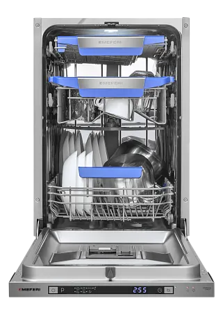 Посудомоечная машина узкая встраиваемая MEFERI MDW4573 COMFORT, 45 см, 10 комплектов посуды, с автооткрыванием, с аквастопом, луч на полу, внутренняя подсветка,отсрочка, таймер Посудомоечная машина узкая встраиваемая MEFERI MDW4573 COMFORT, 45 см, 10 комплектов посуды, с автооткрыванием, с аквастопом, луч на полу, внутренняя подсветка,отсрочка, таймер
