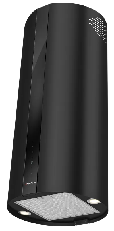 Вытяжка кухонная цилиндрическая островная MEFERI TUBE40BK ISLA COMFORT PLUS, 40 см, черная, производительность 1200 м3/ч, 5 скоростей, режимы отвод и рециркуляция, сенсорное управление, гарантия 3 года - изображение vytyazhka_tsilindricheskaya_ostrovnaya_tube40bk_isla_comfort_plus  
