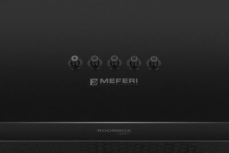 Кубическая вытяжка кухонная MEFERI ROOMBOX40BK LIGHT, пристенная, 40 см, черная, квадратная, производительность 650 м3/ч, 3 скорости, низкий уровень шума, режимы отвод и рециркуляция, гарантия 3 года