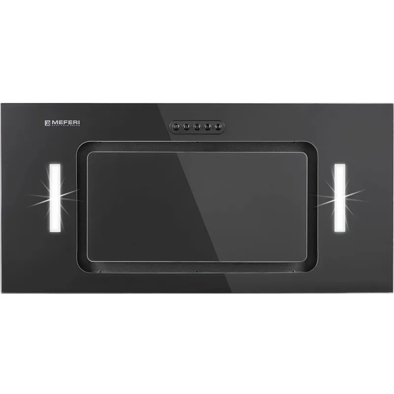 Вытяжка кухонная MEFERI INBOX60BK GLASS ULTRA, 60 см, встраиваемая, черная, стекло, производительность 900 м3/ч, 3 скорости, низкий уровень шума, режимы отвод и рециркуляция, гарантия 3 года