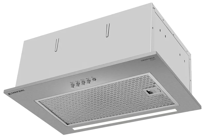 Фото vytyazhka_polnovstraivaemaya_smartbox45ix_power на сайте meferi-home.ru Вытяжка кухонная MEFERI SMARTBOX45IX POWER, 45 см, встраиваемая, серая, производительность 900 м3/ч, 3 скорости, низкий уровень шума, режимы отвод и рециркуляция, гарантия 3 года - изображение vytyazhka_polnovstraivaemaya_smartbox45ix_power