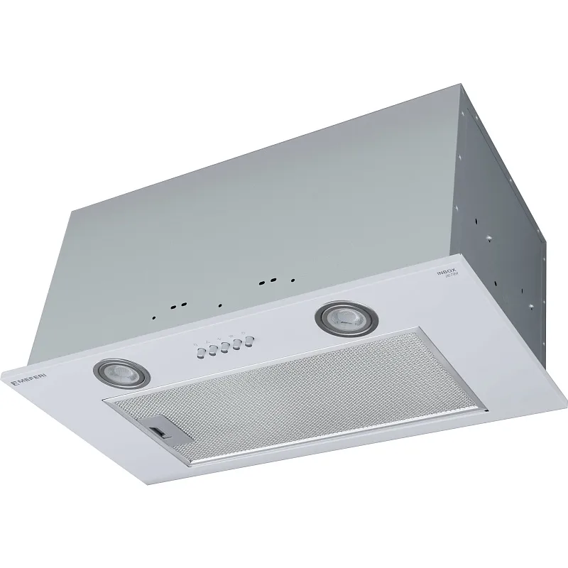 Вытяжка кухонная MEFERI INBOX60WH ULTRA, 60 см, встраиваемая, белая, производительность 1100 м3/ч, 3 скорости, низкий уровень шума, режимы отвод и рециркуляция, гарантия 3 года