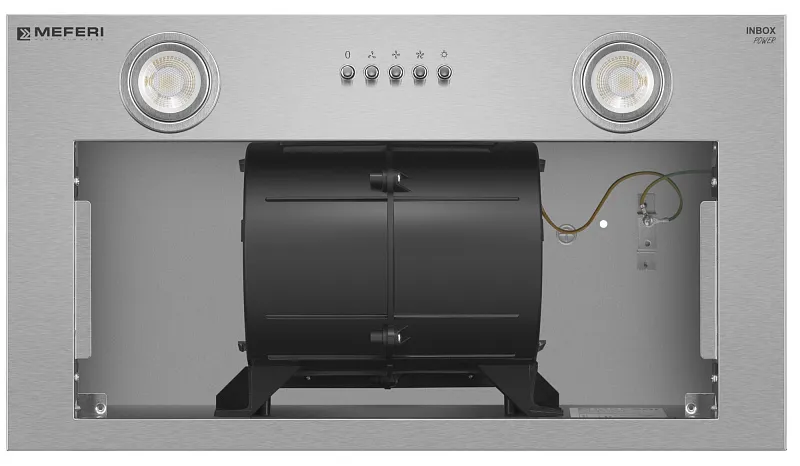 Вытяжка кухонная MEFERI INBOX52IX POWER, 52 см, встраиваемая, серая, производительность 900 м3/ч, 3 скорости, низкий уровень шума, режимы отвод и рециркуляция, гарантия 3 года