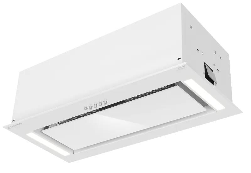 Фото vytyazhka_polnovstraivaemaya_inbox60wh_glass_power на сайте meferi-home.ru Вытяжка кухонная MEFERI INBOX60WH GLASS POWER, 60 см, полновстраиваемая, белая, стекло, производительность 900 м3/ч, 3 скорости, низкий уровень шума, режимы отвод и рециркуляция, гарантия 3 года - изображение vytyazhka_polnovstraivaemaya_inbox60wh_glass_power