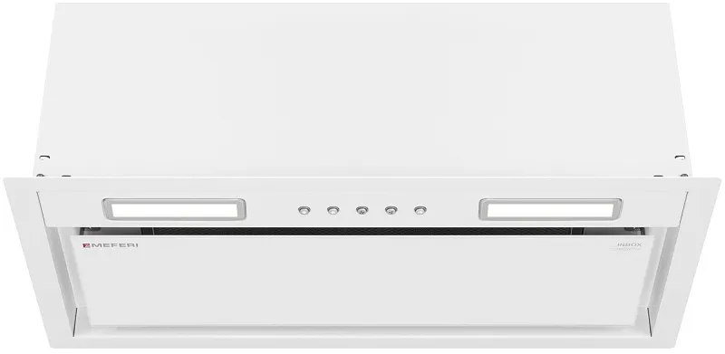 Вытяжка кухонная MEFERI INBOX60WH COMFORT PLUS, 60 см, встраиваемая, белая, производительность 1200 м3/ч, 3 скорости, низкий уровень шума, режимы отвод и рециркуляция, гарантия 3 года