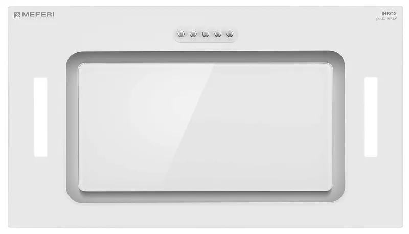 Вытяжка кухонная MEFERI INBOX52WH GLASS ULTRA, 52 см, встраиваемая, белая, стекло, производительность 900 м3/ч, 3 скорости, низкий уровень шума, режимы отвод и рециркуляция, гарантия 3 года